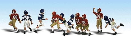 Woodland Scenics 1895 Scenic Accents(R) -- Youth Football Players Playing 5-On-5 pkg(10) HO Scale