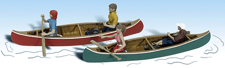 Woodland Scenics 1918 Scenic Accents(R) -- Canoers w/2 Canoes HO Scale