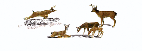 Woodland Scenics 2738 Scenic Accents(R) -- White-Tail Deer pkg(6) O Scale