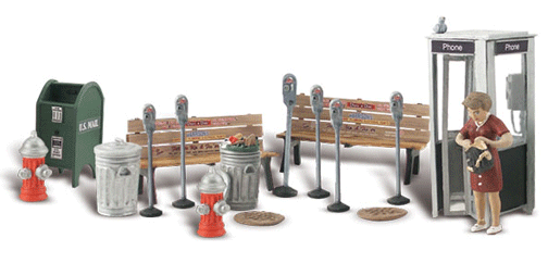 Woodland Scenics 2764 Scenic Accents(R) -- Street Accessories pkg(18) O Scale