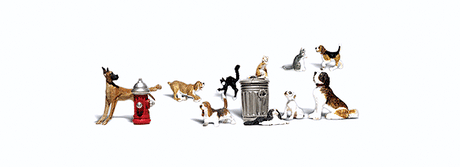 Woodland Scenics 2725 Scenic Accents(R) Animal Figures -- Dogs & Cats O Scale