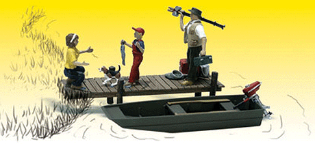 Woodland Scenics 2756 Scenic Accents(R) Figures -- Family Fishing pkg(3) O Scale