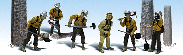 Woodland Scenics 1919 Scenic Accents(R) Working Figures -- Smoke Jumpers (Firefighters) pkg(6) HO Scale