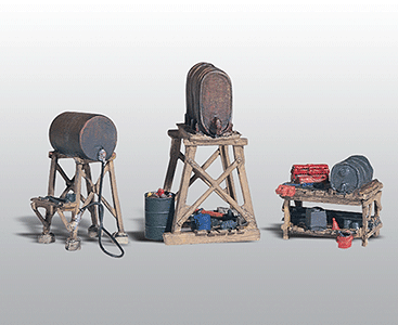 Woodland Scenics 212 Scenic Details(R) -- 3 Fuel Stands - Kit (Unpainted Metal) HO Scale