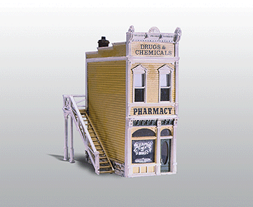 Woodland Scenics 221 Scenic Details(R) -- Pharmacy - Kit (Unpainted Metal)  3-1/4 x 3-3/4"  8.3 x 9.5cm HO Scale