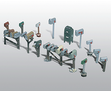 Woodland Scenics 206 Scenic Details(R) (Unpainted Metal Castings) -- Assorted Rural & City Mailboxes HO Scale