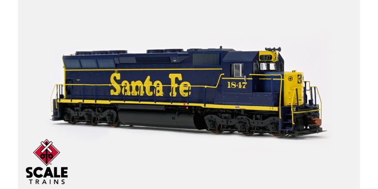 ScaleTrains SXT39703 EMD SD45 Phase Ib1, Santa Fe/As Delivered/Pinstripe #1847 DCC & Sound HO Scale