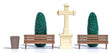 Image for 189-8110 Park Benches/Bushes/Cross