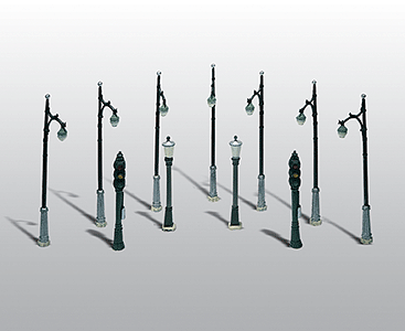 Woodland Scenics 248 Street & Traffic Light Set - Nonworking -- Unpainted - Kit pkg(11) HO Scale