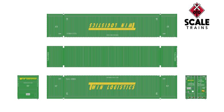 Scaletrains SXT11602 CIMC 53’ Corrugated Dry Container, Twin Logistics 3 Pack HO Scale