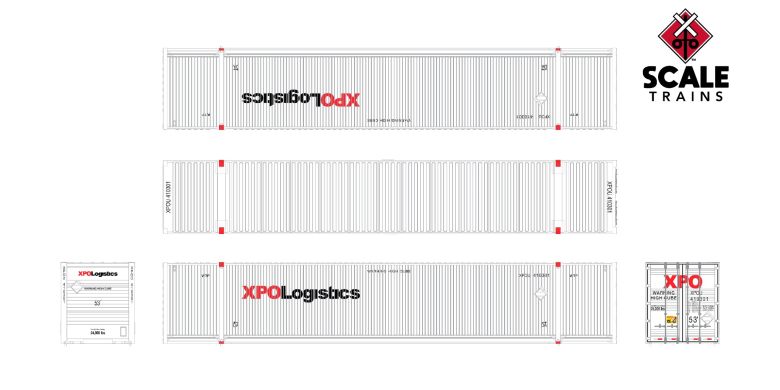 Scaletrains SXT11635 CIMC 53’ Corrugated Dry Container, XPO Logistics Single HO Scale