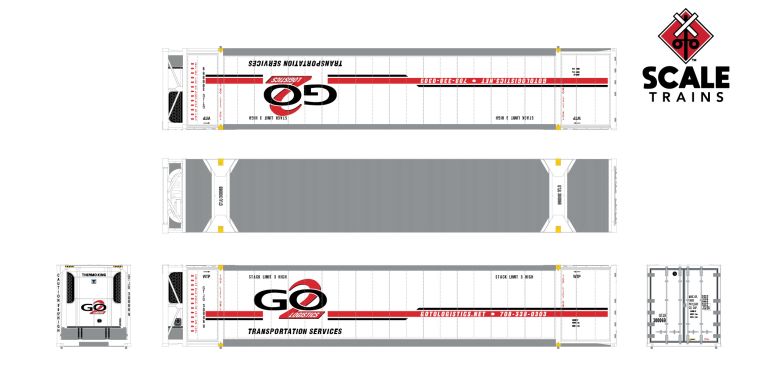 Scaletrains SXT11705 CIMC 53’ Reefer Container, Go 2 Logistics/GTJU 3 Pack HO Scale