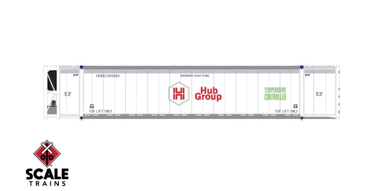 Scaletrains SXT11706 CIMC 53’ Reefer Container, Hub Group/HGIU 3 Pack HO Scale