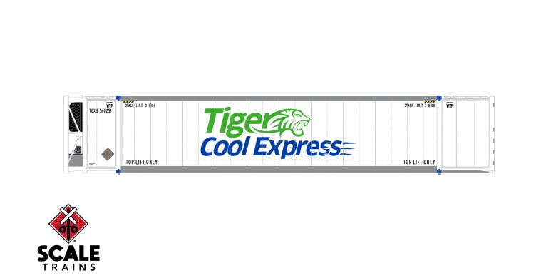 Scaletrains SXT11715 CIMC 53’ Reefer Container, Tiger Cool Express/TGXU 3 Pack HO Scale