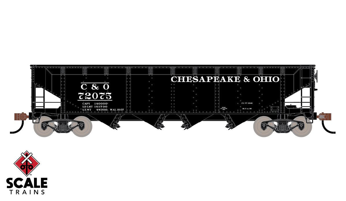 Scaletrains SXT1207 C&O- Chesapeake & Ohio #72557 - 40' 70 Ton 4-Bay Open Hopper Kit Classic HO Scale