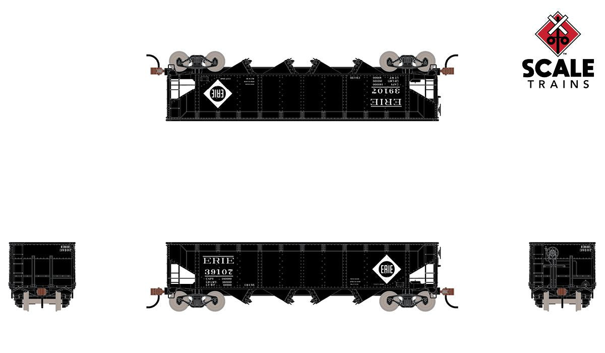 Scaletrains SXT1209 E- Erie #39107 - 40' 70 Ton 4-Bay Open Hopper Kit Classic HO Scale