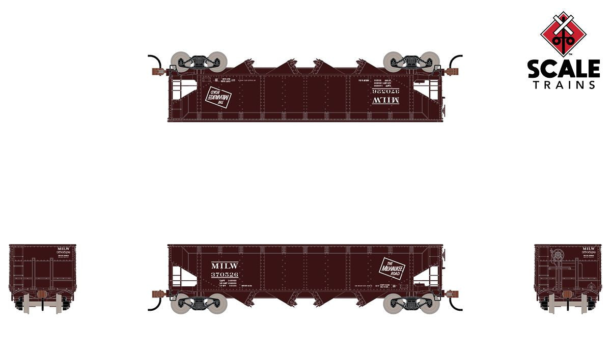 Scaletrains SXT1213 MILW- Milwaukee Road #307552 - 40' 70 Ton 4-Bay Open Hopper Kit Classic HO Scale