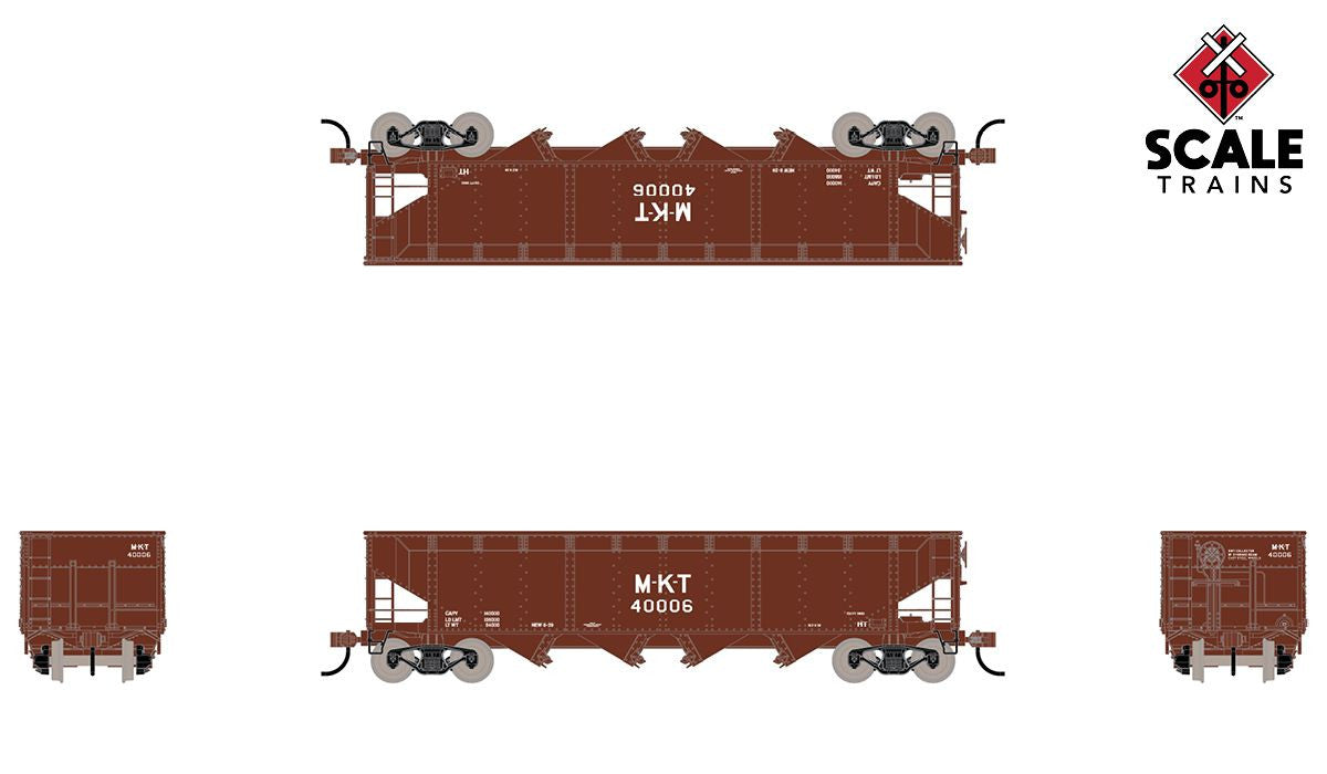 Scaletrains SXT1215 MKT- Missouri Kansas Texas #40006 - 40' 70 Ton 4-Bay Open Hopper Kit Classic HO Scale