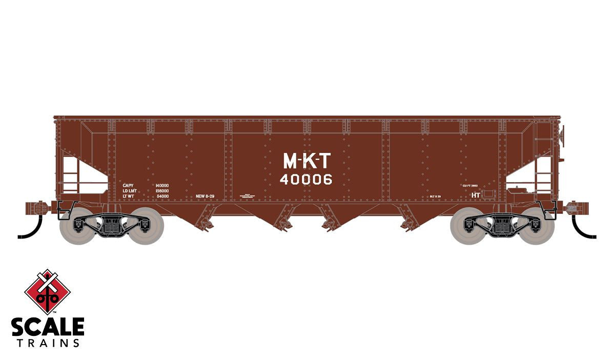 Scaletrains SXT1217 MKT- Missouri Kansas Texas #40042 - 40' 70 Ton 4-Bay Open Hopper Kit Classic HO Scale