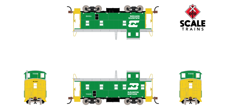 Scaletrains SXT1271 Steel Cupola Caboose, BN Burlington Northern #11454 Kit Classic HO Scale