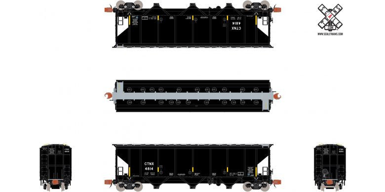 ScaleTrains SXT32090 4727 Carbon Black Covered Hopper, Continental Carbon/CTNX #4904 N Scale