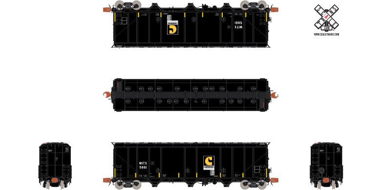 ScaleTrains SXT32115 5750 Carbon Black Covered Hopper, Witco/WITX #5877 N Scale