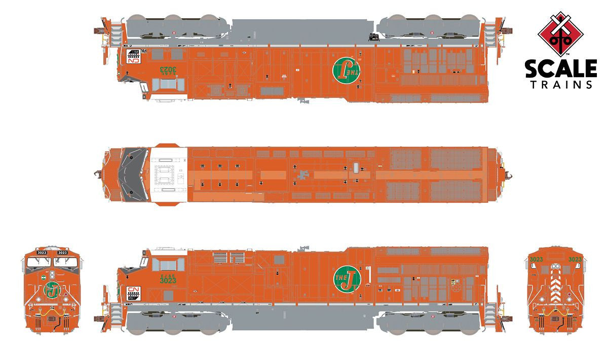 Scaletrains SXT33181 GE ET44AC GEVO, CN - Canadian National/EJE Heritage #3023 - ESU v5.0 DCC and Sound HO Scale