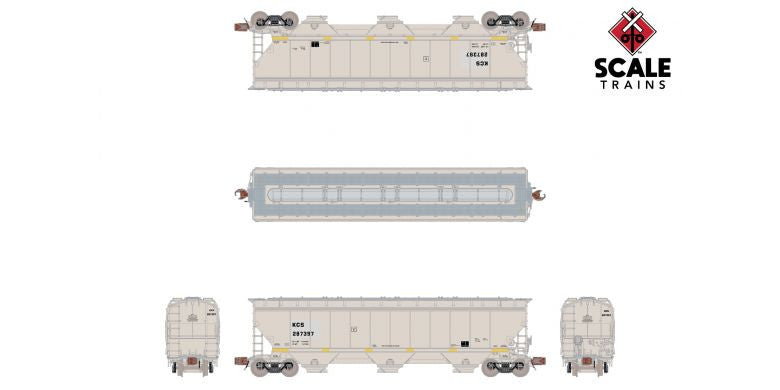 ScaleTrains SXT33254 Gunderson 5188 Covered Hopper, Kansas City Southern/Gray #287453 N Scale