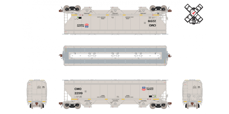 ScaleTrains SXT33307 Gunderson 5188 Covered Hopper, CMO/Building America with UP Shield #22688 HO Scale