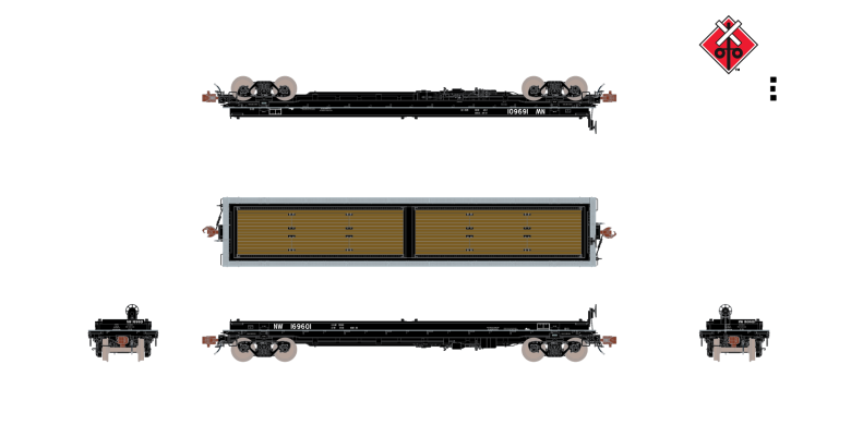 Scaletrains SXT38422 Thrall 48' 2-Hood Coil Steel Car Norfolk & Western/NS Black Hoods #169649 HO Scale