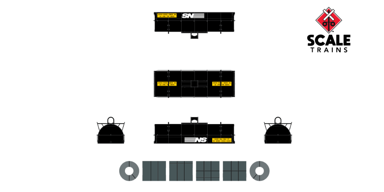 Scaletrains SXT38419 Thrall 48' 2-Hood Coil Steel Car Norfolk & Western/NS Black Hoods #169601 HO Scale