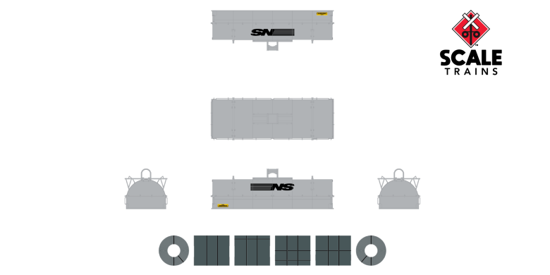Scaletrains SXT38508 Thrall 48' 2-Hood Coil Steel Car Norfolk & Western/NS Gray Hoods #169647 HO Scale