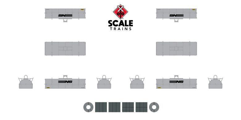 Scaletrains SXT38670 Thrall 48' 2-Hood Coil Steel Car Norfolk & Western/NS Gray Hoods #169647 N Scale