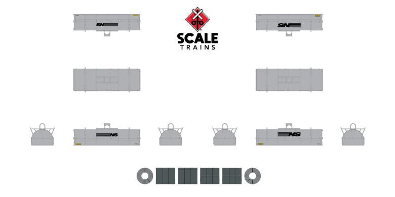 Scaletrains SXT38671 Thrall 48' 2-Hood Coil Steel Car Norfolk & Western/NS/Mismatched Gray Hoods #169672 N Scale