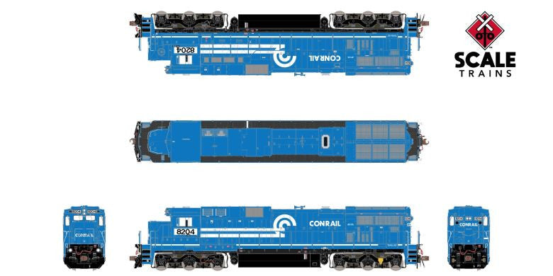 Scaletrains SXT38747 GE C39-8 Phase III, NS Norfolk Southern/Ditch Lights/ex-Conrail patch #8204 Rivet Counter HO Scale