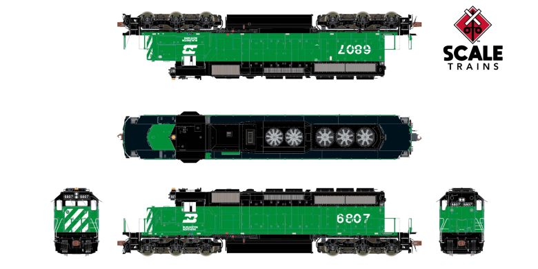 ScaleTrains SXT38787 EMD SD40-2, BN Burlington Northern/As Delivered with Locotrol #6807 DCC & Sound HO Scale