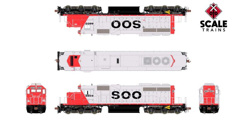 ScaleTrains SXT38835 EMD SD40-2, Soo Line/Red & White/As Built #6611 DCC & Sound HO Scale