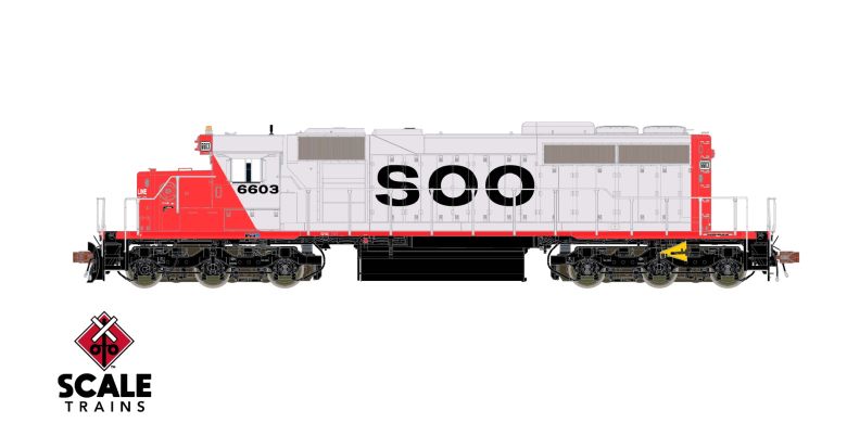 ScaleTrains SXT38827 EMD SD40-2, Soo Line/Red & White/As Built #6603 DCC & Sound HO Scale
