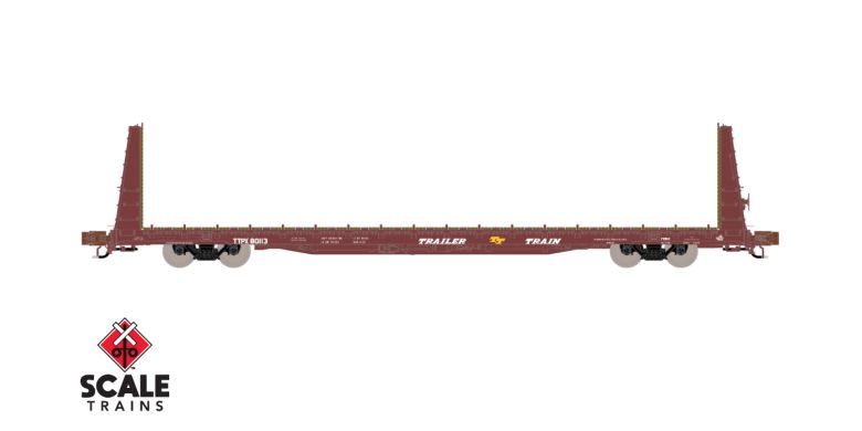 ScaleTrains SXT38965 BSC F68AH Bulkhead Flatcar, Trailer Train/Oxide Red/TTPX/IC #80113 N Scale