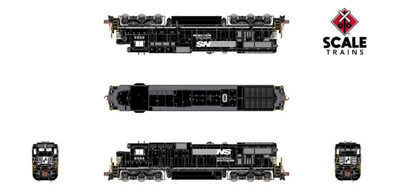 ScaleTrains SXT39165 GE C39-8 Phase II, NS Norfolk Southern/Ditch Lights #8607 DCC & Sound N Scale