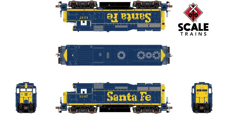 ScaleTrains SXT39191 EMD GP30, ATSF Santa Fe/Pinstripe/As Delivered #1247 DCC & Sound HO Scale