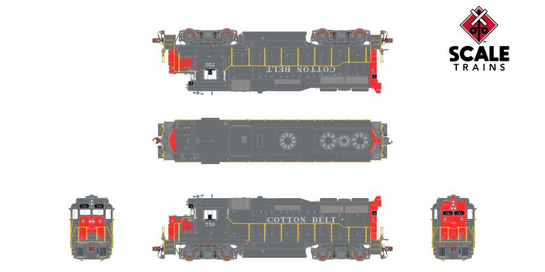 ScaleTrains SXT39255 EMD GP30, SSW Cotton Belt/Bloody Nose/As Delivered #754 DCC & Sound HO Scale