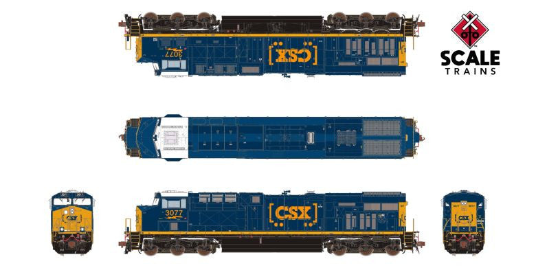 ScaleTrains SXT39357 GE ES44AH, CSX/YN3 Boxcar Logo/As Delivered #3104 DCC & Sound HO Scale