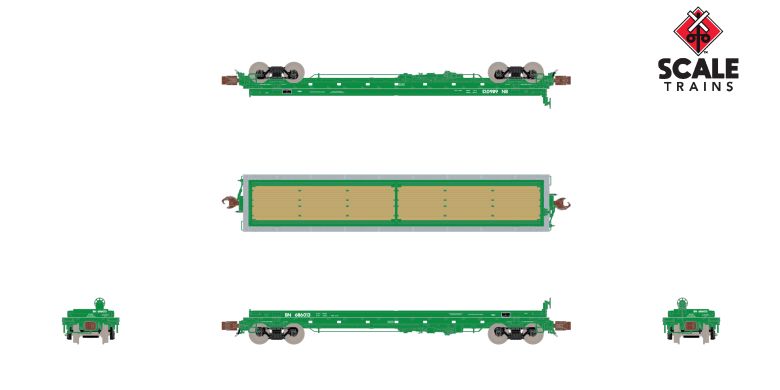 Scaletrains SXT39462 Thrall 48' 2-Hood Coil Steel Car BN Burlington Northern/Cascade Green #686009 N Scale