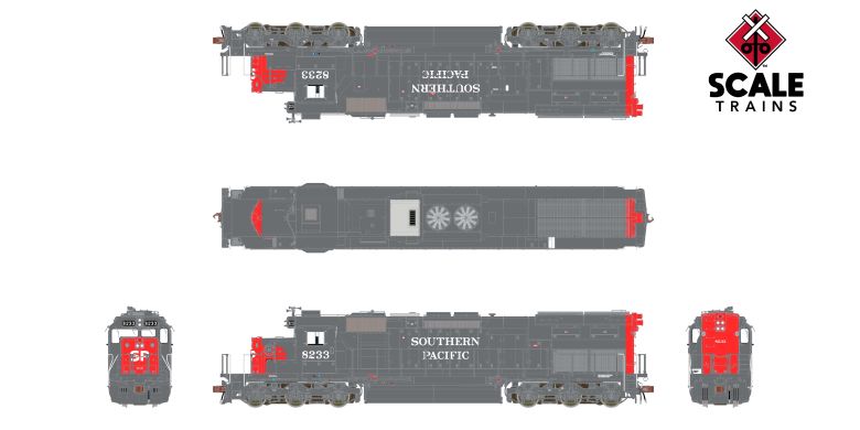 ScaleTrains SXT39839 EMD SD40T-2, SP Southern Pacific/As Delivered/88" Nose #8233 DCC & Sound HO Scale