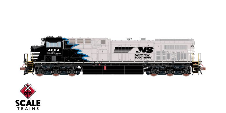 Scaletrains SXT39887 GE AC44C6M, Norfolk Southern/Black Mane/Blue Stripe/NS #4004 HO Scale