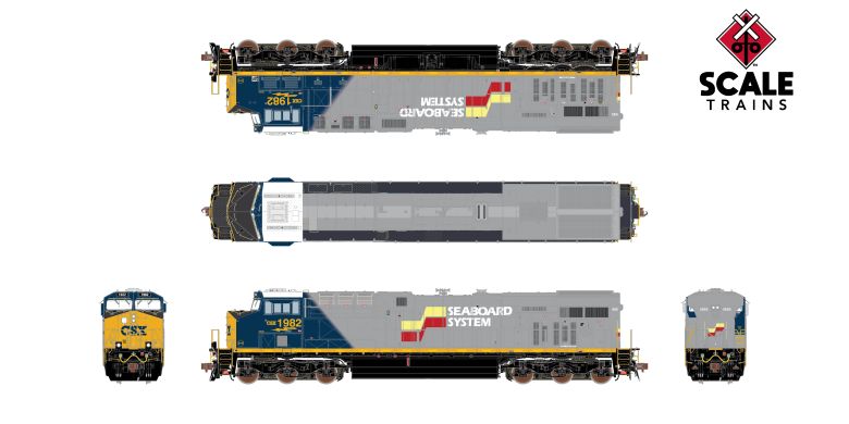 ScaleTrains SXT39909 GE ES44AH, CSX/Heritage/Seaboard System #1982 DCC & Sound HO Scale