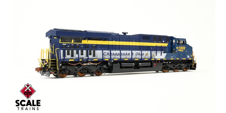 ScaleTrains SXT39911 GE ES44AH, CSX/Heritage/Chesapeake & Ohio/C&O #1869 DCC & Sound HO Scale