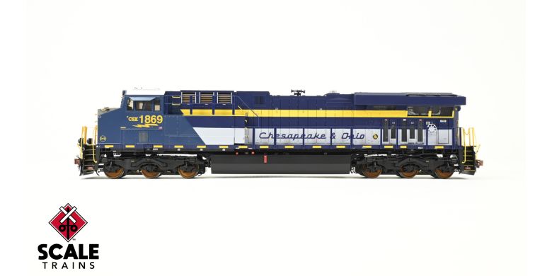 ScaleTrains SXT39911 GE ES44AH, CSX/Heritage/Chesapeake & Ohio/C&O #1869 DCC & Sound HO Scale