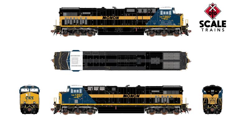 ScaleTrains SXT39935 GE ES44AH, CSX/Heritage/Monon/MON #1897 DCC & Sound HO Scale